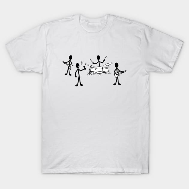 Rock Band Stick Figure T-Shirt by WarriorWoman